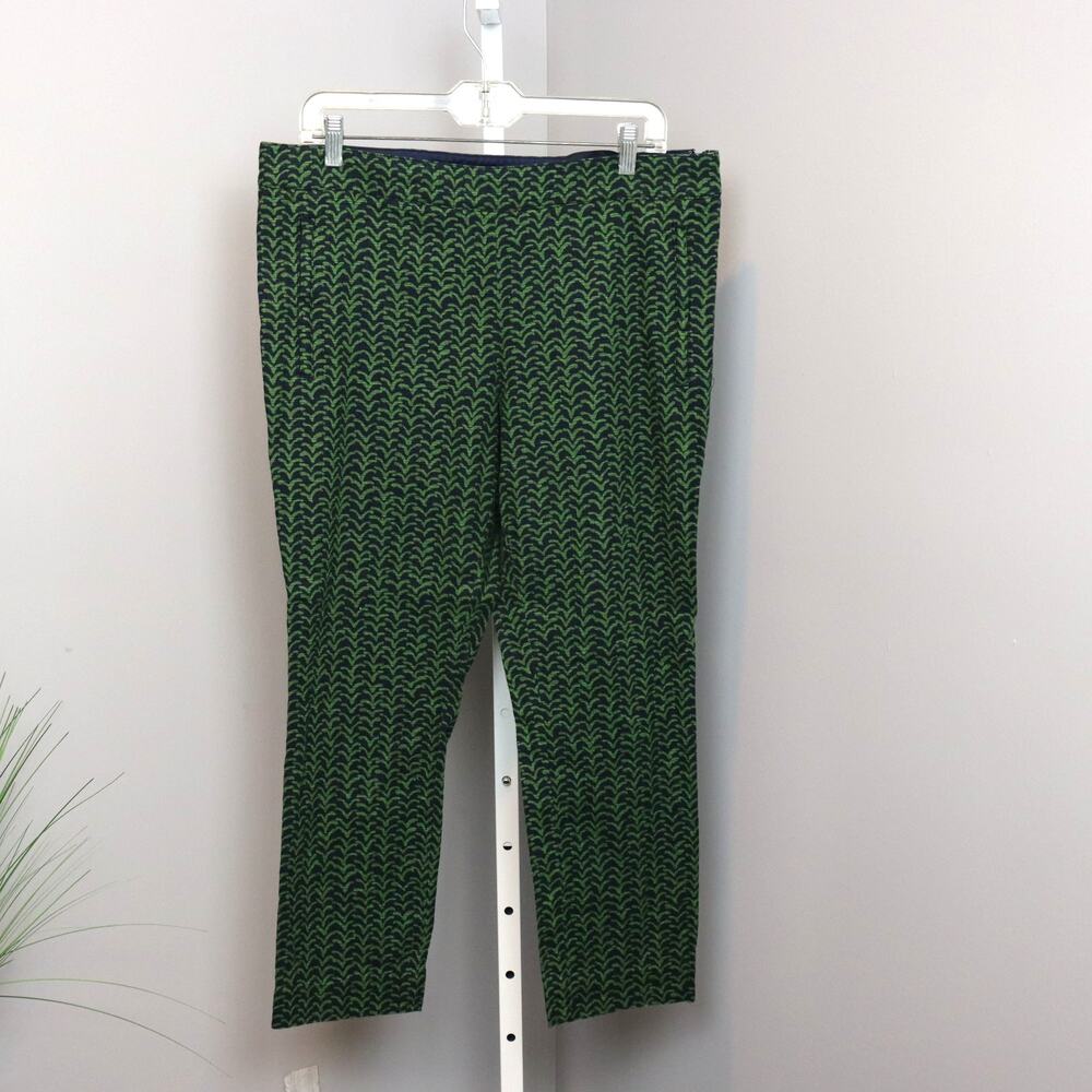 Cartonnier Slim Ankle Pants Navy‎ & Green Geometric Print Size 14